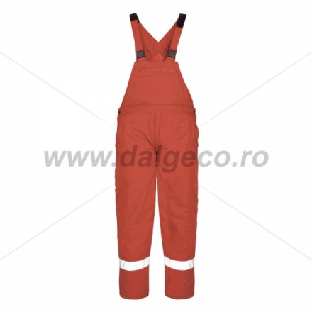 Pantaloni de iarna cu pieptar si benzi reflectorizante PILZEN RED 9062R-M
